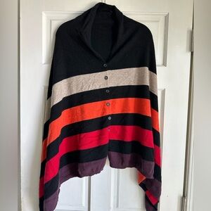 360CASHMERE Stripe Poncho Sweater